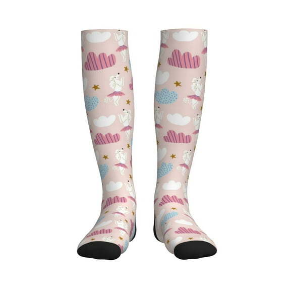 Pofeuu Poodle In Ballet Skirts Dancing Print Compression Socks for Women & Men Circulation - Best Support for Nurses,Running,Athletic,Sports