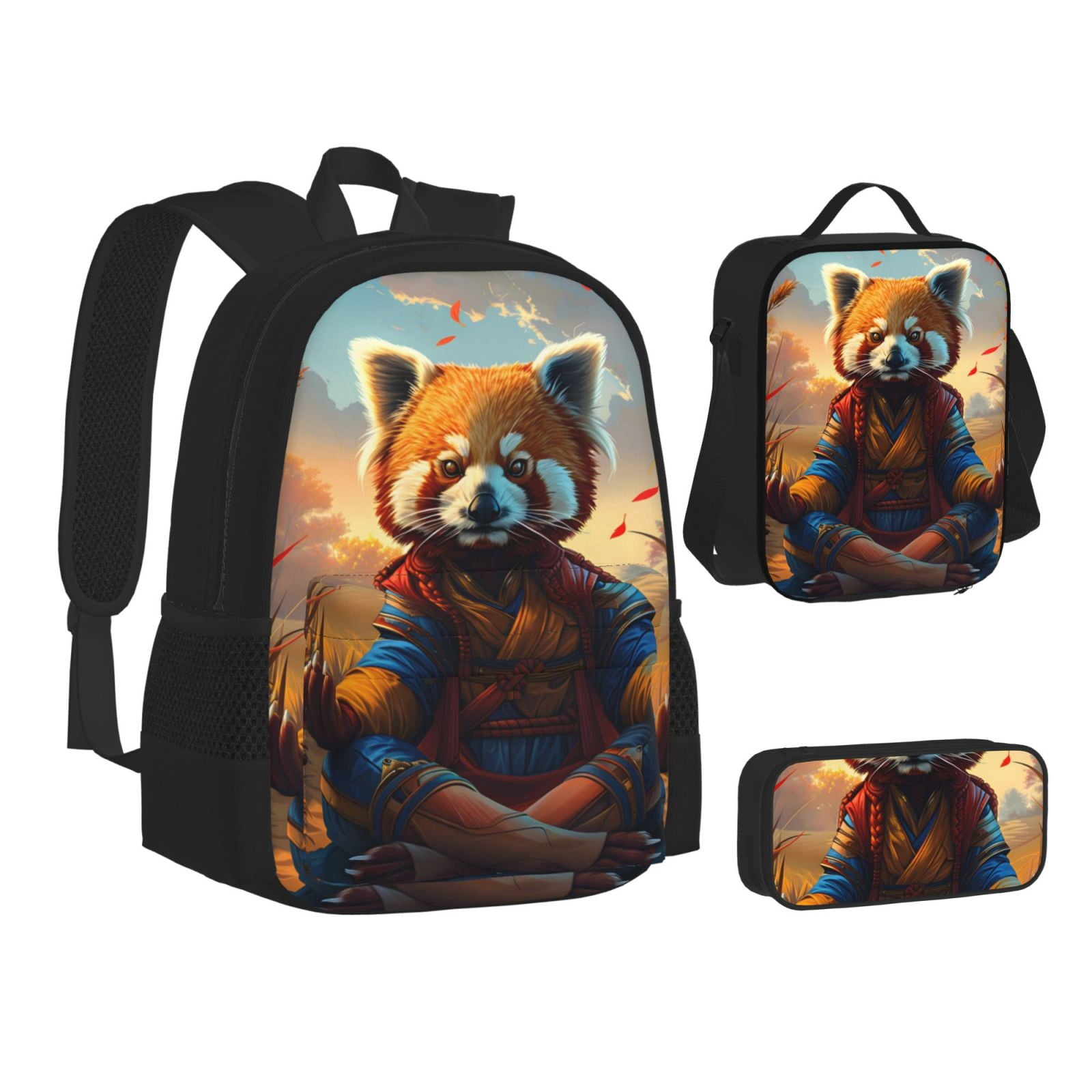 Led Raccoon Backpack Pofeuu Prairie Meditating Raccoon Print Backpack Travel Backpacks With ...
