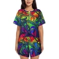 thumbnail image 1 of Pofeuu Pride Rainbow Print Women's Pajama Set Short/Shorts Soft Button PJs Elastic Drawstring Waist Sleepwear-Large, 1 of 6