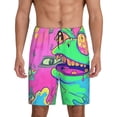 thumbnail image 1 of Pofeuu Psychedelic Cartoon Frog Print Men's Soft Woven Elastic Waistband Sleep Pajama Short-XX-Large, 1 of 6