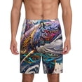thumbnail image 1 of Pofeuu Psychedelic Shark Artwork Print Men's Soft Woven Elastic Waistband Sleep Pajama Short-4X-Large, 1 of 6