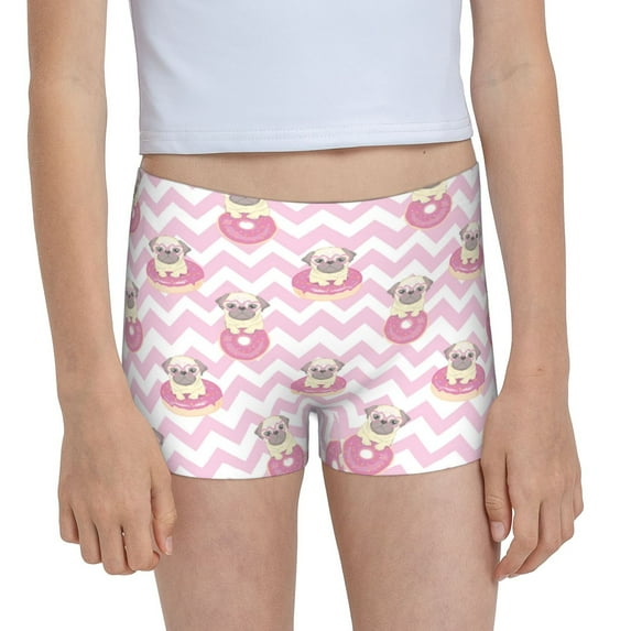 Pofeuu Pug And Donut Print Soft Cotton Girls Boyshort panties Toddler Underwear-X-Small