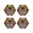thumbnail image 1 of Pofeuu Pug dog Yoga Print Coasters for Drinks, 4Pack PU Leather Coasters, Bar Drink Coasters for Tabletop Protection, Furniture from Damage-Hexagon, 1 of 6