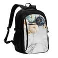 thumbnail image 1 of Pofeuu Pumpkin And White Marble Print Storage Laptop Backpack with USB Charging Port[Water Resistant] College Computer Bookbag Fits, 1 of 7