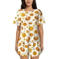 thumbnail image 1 of Pofeuu Pumpkin Maple Leaves Print Women's Pajama Set Short/Shorts Soft Button PJs Elastic Drawstring Waist Sleepwear-Large, 1 of 6