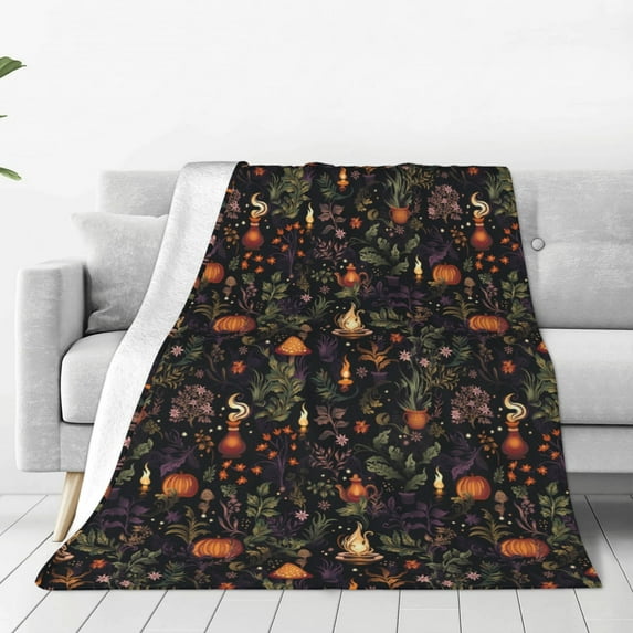 Pofeuu Pumpkin Plant Garden Print Ultra-Soft Micro Fleece Blanket,for Bed Or Sofa,All Season Throw Blankets Flannel Blanket-80"x60"
