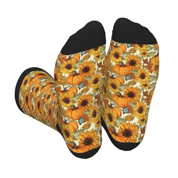 Pofeuu Pumpkins And Sunflowers A Print Crew Socks, Adult Running Hiking Socks for Youth and Adult