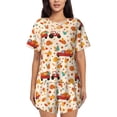 thumbnail image 1 of Pofeuu Pumpkins On Red Car And Tractor Print Women's Pajama Set Short/Shorts Soft Button PJs Elastic Drawstring Waist Sleepwear-XX-Large, 1 of 6