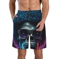 thumbnail image 1 of Pofeuu Punk Style Blue Haired Skull Prin Men's Swim Trunks Quick Dry Bathing Suit Swimming Board Shorts Mesh Lining Beach Swimwear-Large, 1 of 6