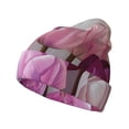 thumbnail image 1 of Pofeuu Purple And Pink Tulip Bouquet Print Beanie Hat for Men Women Knit Winter Hat Warm Cuffed Skull Beanie Slouchy Soft Unisex, 1 of 6