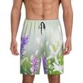 thumbnail image 1 of Pofeuu Purple Butterfly On Wild Print Men's Soft Woven Elastic Waistband Sleep Pajama Short-Small, 1 of 6