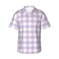 thumbnail image 1 of Pofeuu Purple Checkboard Print Hawaiian Shirt for Men Sleeves Casual Button Down Summer Beach Dress Shirts T-Shirts,Small, 1 of 7