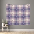 thumbnail image 1 of Pofeuu Purple Floral Gingham Check Plaid Print Wall Tapestry Decoration Wall Hanging Tapestry 60 x 51 Inch, 1 of 6