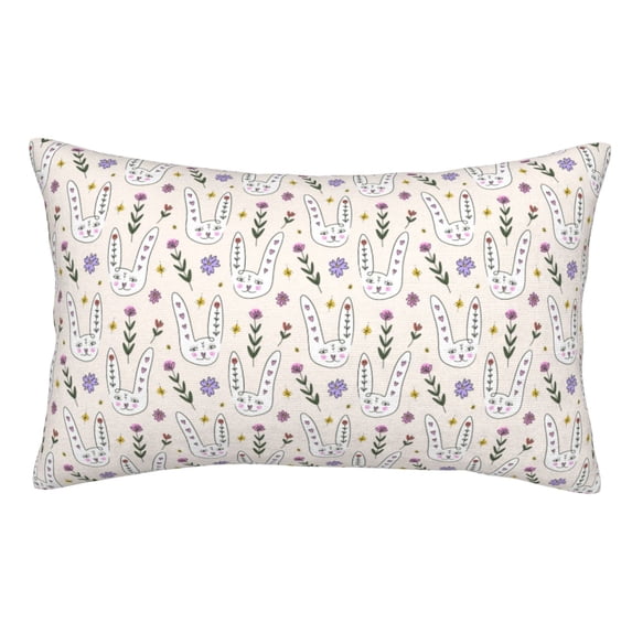Pofeuu Purple Flower Rabbit Print Polyester Microfiber Plush Pillowcases, Super Soft and Cozy Pillow Case Covers with Envelop Closure(Pillow core not included)-14"x20"