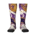 thumbnail image 1 of Pofeuu Purple Gold Marble Swirls Print Stockings, Adult Running Hiking Socks for Youth and Adult, 1 of 6