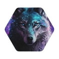 thumbnail image 1 of Pofeuu Purple Sky Wolf Print Leather Coasters Set of 6, Round Cups Mugs Mat Pad for Home Kitchen Heat Resistant Drink Coasters,Hexagon, 1 of 7