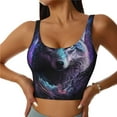 thumbnail image 1 of Pofeuu Purple Sky Wolf Print Sports Bra for Women Sexy Vest Yoga Running Gym Fitness Crop Bras Tops-Small, 1 of 8