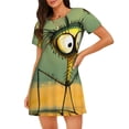 thumbnail image 1 of Pofeuu Quirky Cartoon 123 Print Women's Loose Fit Short Sleeve Nightgown, Comfortable Sleep Dress for Women, Casual Lounge Sleepwear, Soft Cotton Sleep Dress, 1 of 6