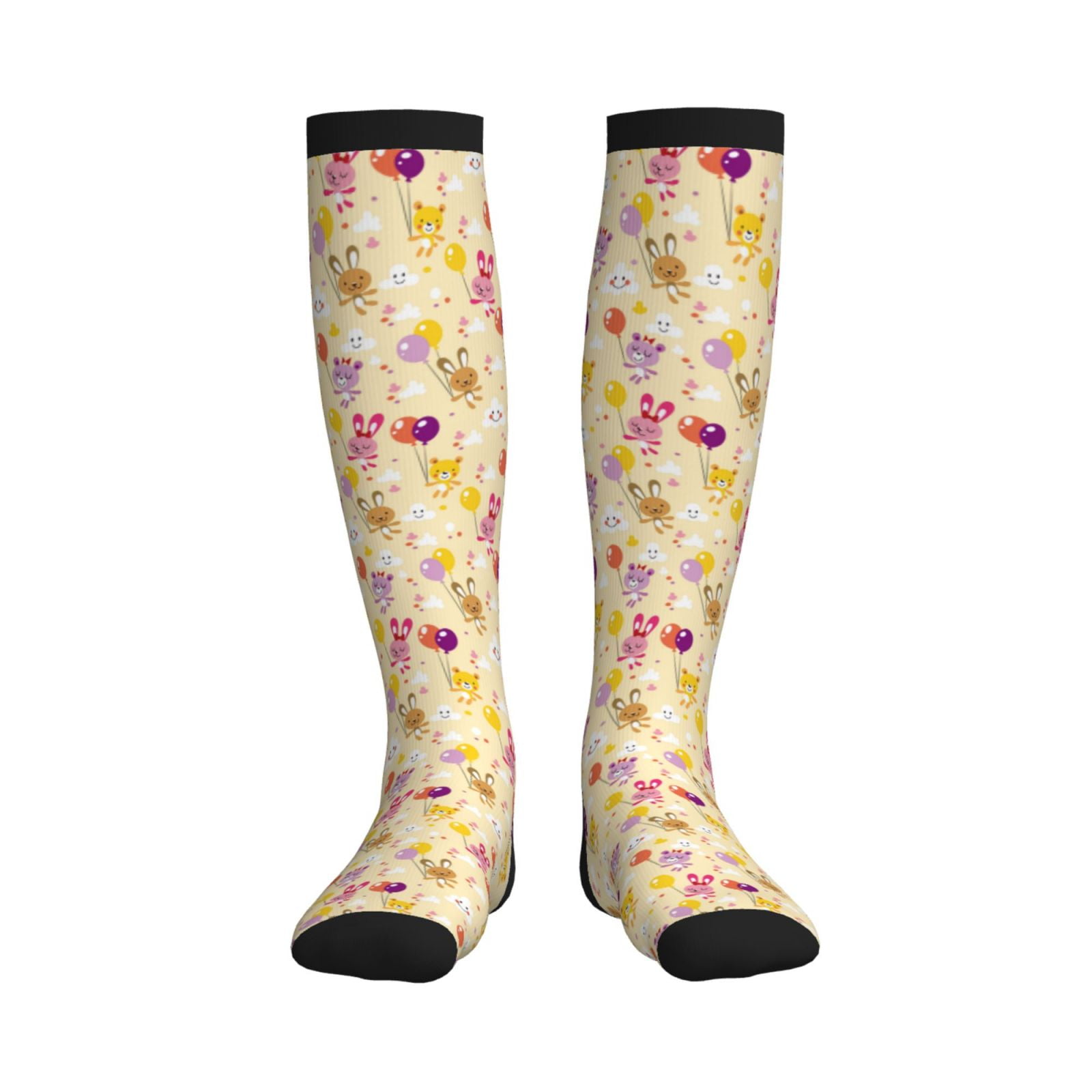Pofeuu Rabbit And Balloon Print Compression Socks for Women & Men ...