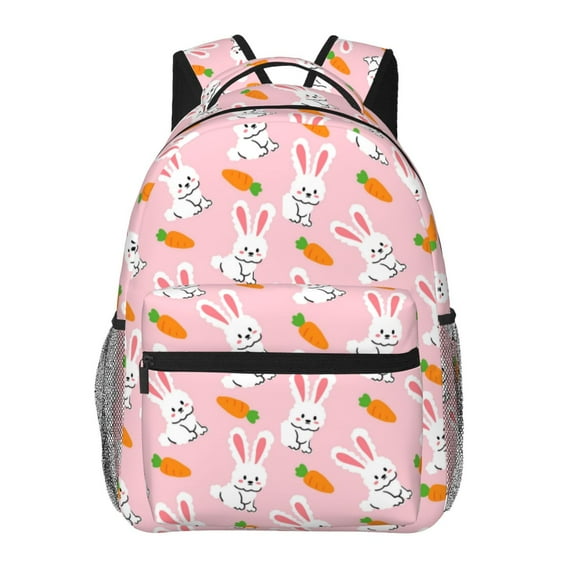 Pofeuu Rabbit And Carrot Print Backpack for Men and Women - Basic Bookbag Casual Daypack Backpacks for College Work Travel-One Size