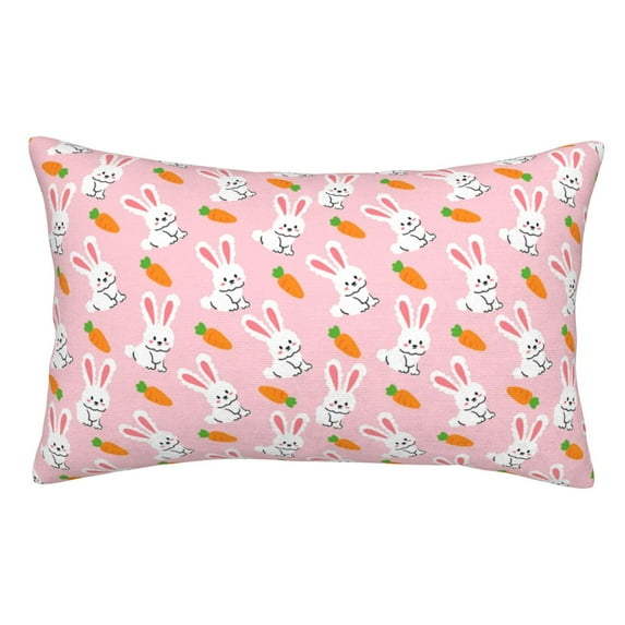 Pofeuu Rabbit And Carrot Print Polyester Microfiber Plush Pillowcases, Super Soft and Cozy Pillow Case Covers with Envelop Closure(Pillow core not included)-16"x24"