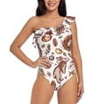 thumbnail image 1 of Pofeuu Rabbit And Egg Print Women's One Piece Swimsuits One Shoulder Swimwear Asymmetric Ruffle Monokinis Bathing Suits-Medium, 1 of 6