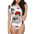 thumbnail image 1 of Pofeuu Rabbit And Hedgehog Print Short Sleeve Body Suits Women Round Neck Bodysuits for Women Onesie Adult Set Body Suit-Large, 1 of 7