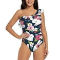 thumbnail image 1 of Pofeuu Rabbit And Rose Print Women's One Piece Swimsuits One Shoulder Swimwear Asymmetric Ruffle Monokinis Bathing Suits-XX-Large, 1 of 6