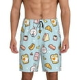 thumbnail image 1 of Pofeuu Rabbit Burger Coffee Print Men's Soft Woven Elastic Waistband Sleep Pajama Short-Small, 1 of 6
