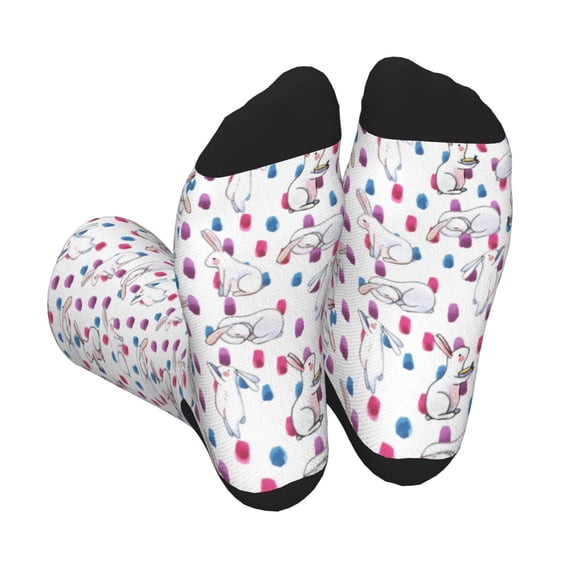 Pofeuu Rabbit Eating Print Crew Socks, Adult Running Hiking Socks for Youth and Adult