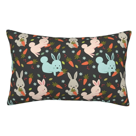 Pofeuu Rabbit Is Eating Carrots Print Polyester Microfiber Plush Pillowcases, Super Soft and Cozy Pillow Case Covers with Envelop Closure(Pillow core not included)-16"x24"