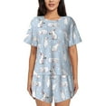 thumbnail image 1 of Pofeuu Rabbit Is Eating Carrots Print Women's Pajama Set Short/Shorts Soft Button PJs Elastic Drawstring Waist Sleepwear-Medium, 1 of 6