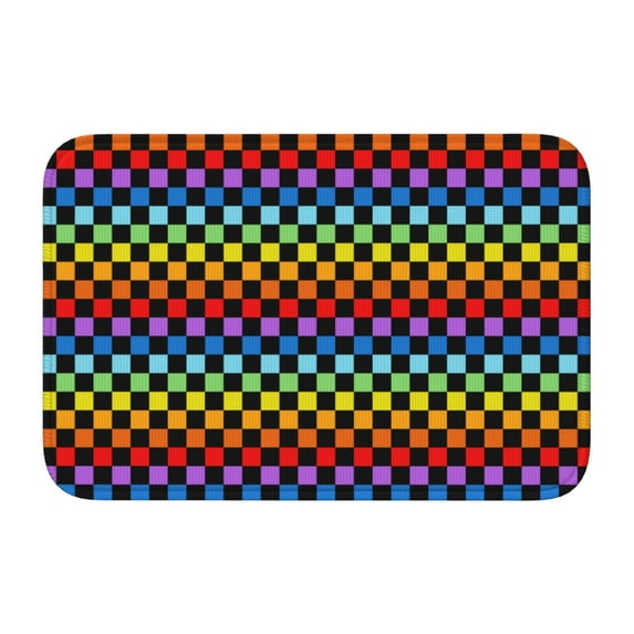 Pofeuu Rainbow Chequerboard Print Hem Mat 40x60 - Multipurpose Doormat for Indoor & Outdoor Use - Welcome Your Guests with our Entrance Mat