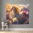 thumbnail image 1 of Pofeuu Rainbow Cloud White Horse Print Wall Tapestry Decoration Wall Hanging Tapestry 60 x 51 Inch, 1 of 6
