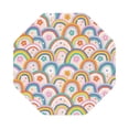 thumbnail image 1 of Pofeuu Rainbow Flowers Print Leather Coasters Set of 6, Round Cups Mugs Mat Pad for Home Kitchen Heat Resistant Drink Coasters,Octagon, 1 of 7