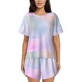 thumbnail image 1 of Pofeuu Rainbow Print Women's Pajama Set Short/Shorts Soft Button PJs Elastic Drawstring Waist Sleepwear-X-Large, 1 of 6