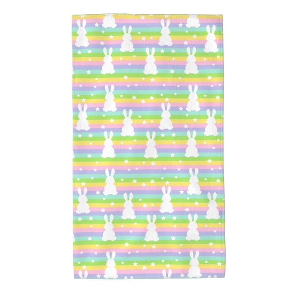 Pofeuu Rainbow Rabbit Print Hand Towel 27.5" x 16" Soft Absorbent Towel for Bathroom SPA Gym Hotel