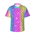 thumbnail image 1 of Pofeuu Rainbow Scales2 Print Hawaiian Shirt for Men Sleeves Casual Button Down Summer Beach Dress Shirts T-Shirts,Large, 1 of 7