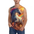thumbnail image 1 of Pofeuu Rainbow Sunset Cloud White Horse Print Men's Muscle T-Shirt, Sleeveless, Muscle Tank, Classic Muscle Tee Top For Men Casual Sleeveless Muscle T-Shirt Trendy Clothes-Large, 1 of 7