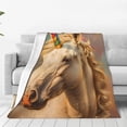 thumbnail image 1 of Pofeuu Rainbow White Horse Print Ultra-Soft Micro Fleece Blanket,for Bed Or Sofa,All Season Throw Blankets Flannel Blanket-60"x50", 1 of 7