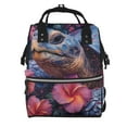 thumbnail image 1 of Pofeuu Realistic Flower Turtle Print Diaper Bag Backpack, Multifunction Travel Pack Maternity Baby Changing Bags, Large Capacity, Waterproof, 1 of 6