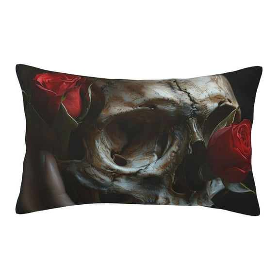 Pofeuu Realistic Rose Skull Print Polyester Microfiber Plush Pillowcases, Super Soft and Cozy Pillow Case Covers with Envelop Closure(Pillow core not included)-16"x24"