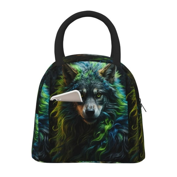 Pofeuu Realistic Style Colorful Wolf A Print Lunch Bag for Adult Insulated Lunch Box,Leakproof Cooler Food Lunch Containers Reusable High Capacity Lunch Tote Bags-One Size