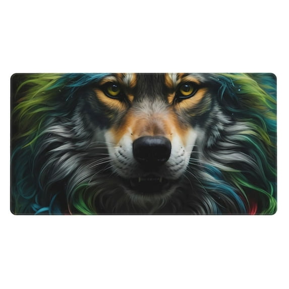 Pofeuu Realistic Style Colorful Wolf Print Mouse Pad,Rubber, Multipurpose Comfortable Waterproof Mousepad Desk Mat for Gamer Office Home