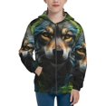 thumbnail image 1 of Pofeuu Realistic Style Colorful Wolf Print Teenage Zipper Hoodie Sweatshirts Hooded Casual Jackets With Pocket For Boys Girls-Small, 1 of 6