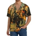 thumbnail image 1 of Pofeuu Realistic Style Forest Dinosaur Print Mens Casual Short Sleeve Shirts Beach Summer Spread Collar Pocket Tops Men's Casual Short-sleeved Shirt-4X-Large, 1 of 5