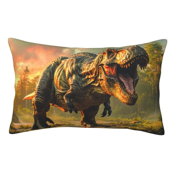 Pofeuu Realistic Style Forest Dinosaur Print Polyester Microfiber Plush Pillowcases, Super Soft and Cozy Pillow Case Covers with Envelop Closure（Pillow core not included）-20"x30"