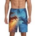 thumbnail image 1 of Pofeuu Red And Blue Fire Dragon A Print Men's Soft Woven Elastic Waistband Sleep Pajama Short-Medium, 1 of 6