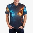thumbnail image 1 of Pofeuu Red And Blue Fire Dragon C Print Men's Loose Fit Midweight Short-Sleeve Pocket Polo-XX-Large, 1 of 6