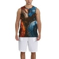 thumbnail image 1 of Pofeuu Red And Blue Fire Dragon F Print Basketball Jersey, Shirts for Men Youth Basketball Jersey Crew Neck-Small, 1 of 6